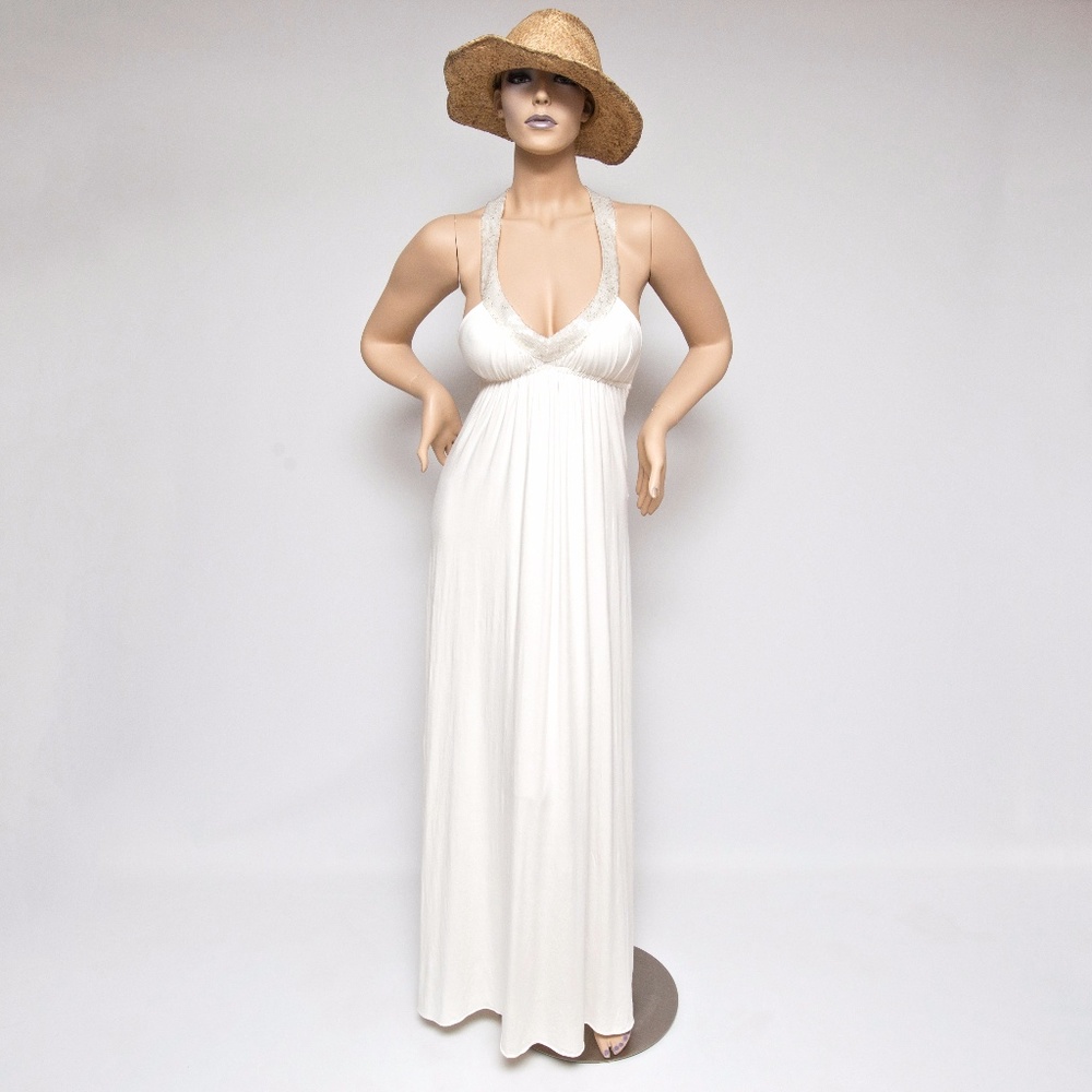 Ingwa Melero Ivory Shell Portia Beaded Maxi